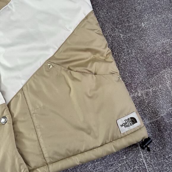 Womens The North Face Sylvester White Beige Khaki Zip Up Puffer Vest Jacket Sz M - Picture 2 of 5